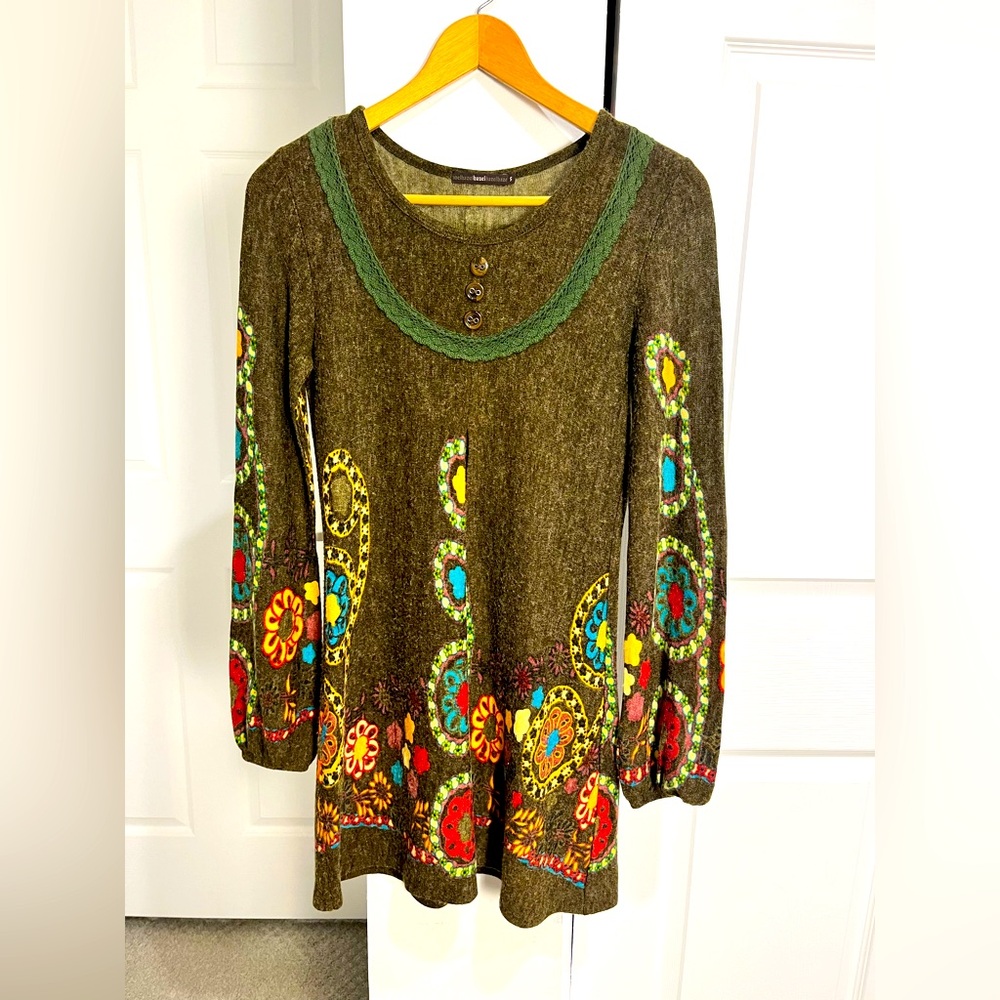 Anthropologie S Azel Hazel Embroidered Tunic Top Boho Hippie Festival Cottage